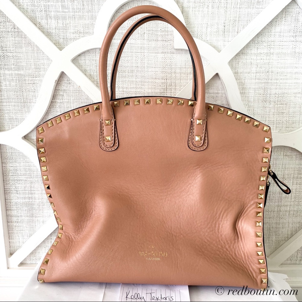 Valentino Garavani Rockstud Rolked Handle Tote Bag